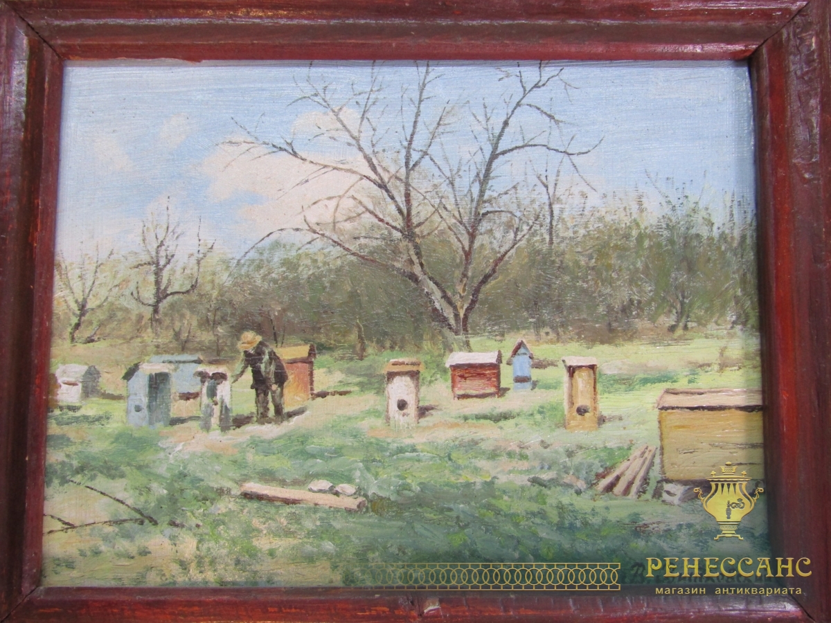 Картина «Пасека» картон, масло, СССР №7264
