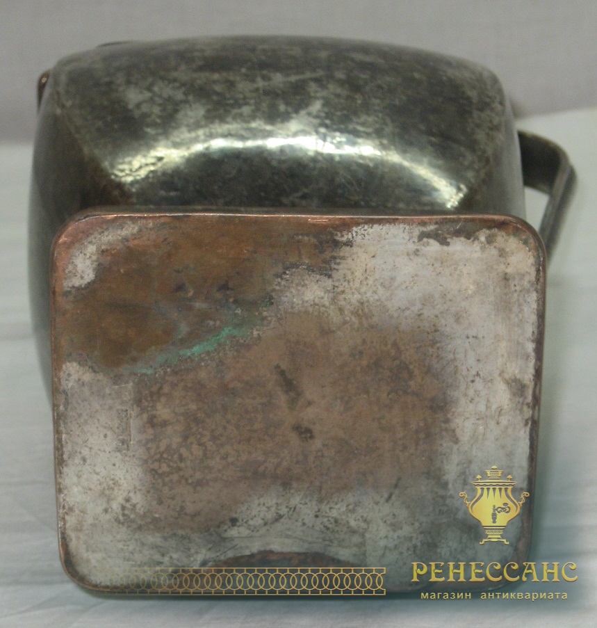 Кувшин медный на 1,5 литра, серебрение, «Пецъ» Россия, начало 19 века №1290