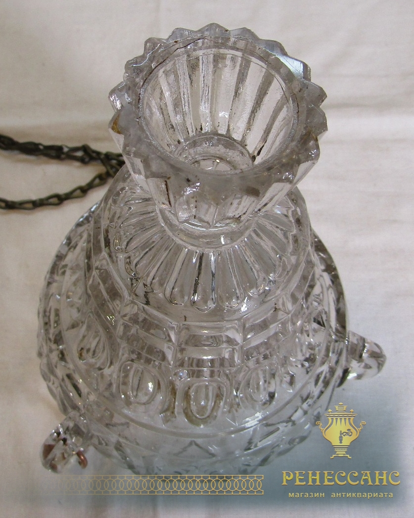 Лампадка старинная, лампада на цепях Стекло №9325