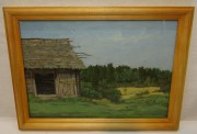 Картина, картинка «Пейзаж с сараем» масло «Ю. Венецианов» 1978 год №5484