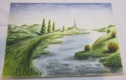 Картинка, рисунок «Пейзаж. Река» акварель №5354