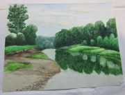 Картинка, рисунок, картина «Река. Пейзаж. Природа» акварель «Андреев Н.Ф» №5376