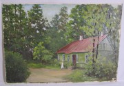 Картина «Загородный дом» картон, масло, СССР №6382
