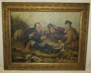 Картина в старинной раме «Охотники на привале» 69*86 см №7459
