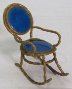 Кресло качалка старинная, сувенир, бронза, позолота, эмаль? №8928