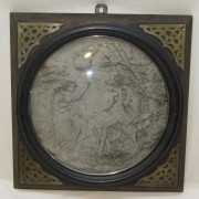Панно старинное железное в раме 19-20 век №10248