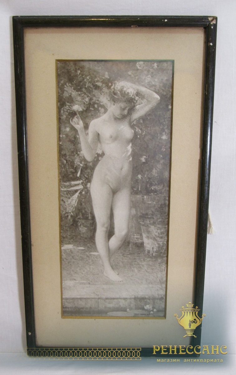 Картина старинная «Обнаженная девушка» Ню, эротика 19-20 век №8599