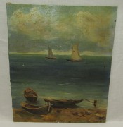 Картина старинная «Лодка. Море», 20 век №5640