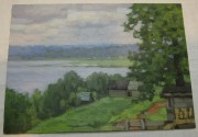 Картина, картинка, пейзаж «Озеро», масло «Ю. Венецианов» №5466