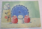 Картинка, рисунок «Натюрморт. Посуда» масло, картон №5350