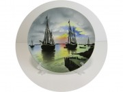 Тарелка старинная "Парусники Лодки" панно настенное "Villeroy Boch" Фарфор 19-20 век №13495