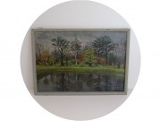 Картина старинная "В Ботаническом саду" Х/М Поляков СССР №13508