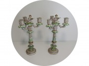 Парные старинные подсвечники Фарфор 19-20 век Большие №13606